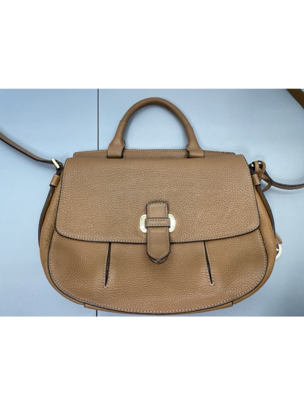 Michael Kors Romy Leather Crossbody Bag Saddle Messenger Pebbled‎ Leather Brown - Picture 2 of 16